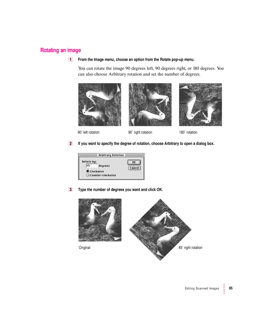 Apple 1230, 627 user manual Rotating an image 