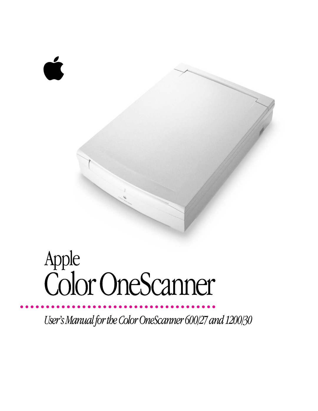 Apple 1230, 627 user manual Apple, User’s Manual for the Color OneScanner 600/27 and 1200/30 