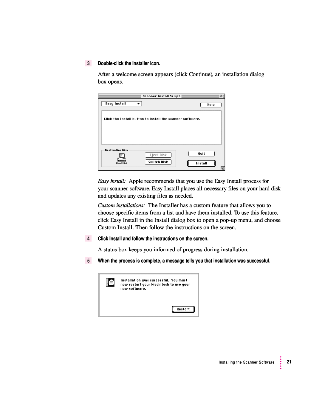 Apple 1230, 627 user manual A status box keeps you informed of progress during installation 