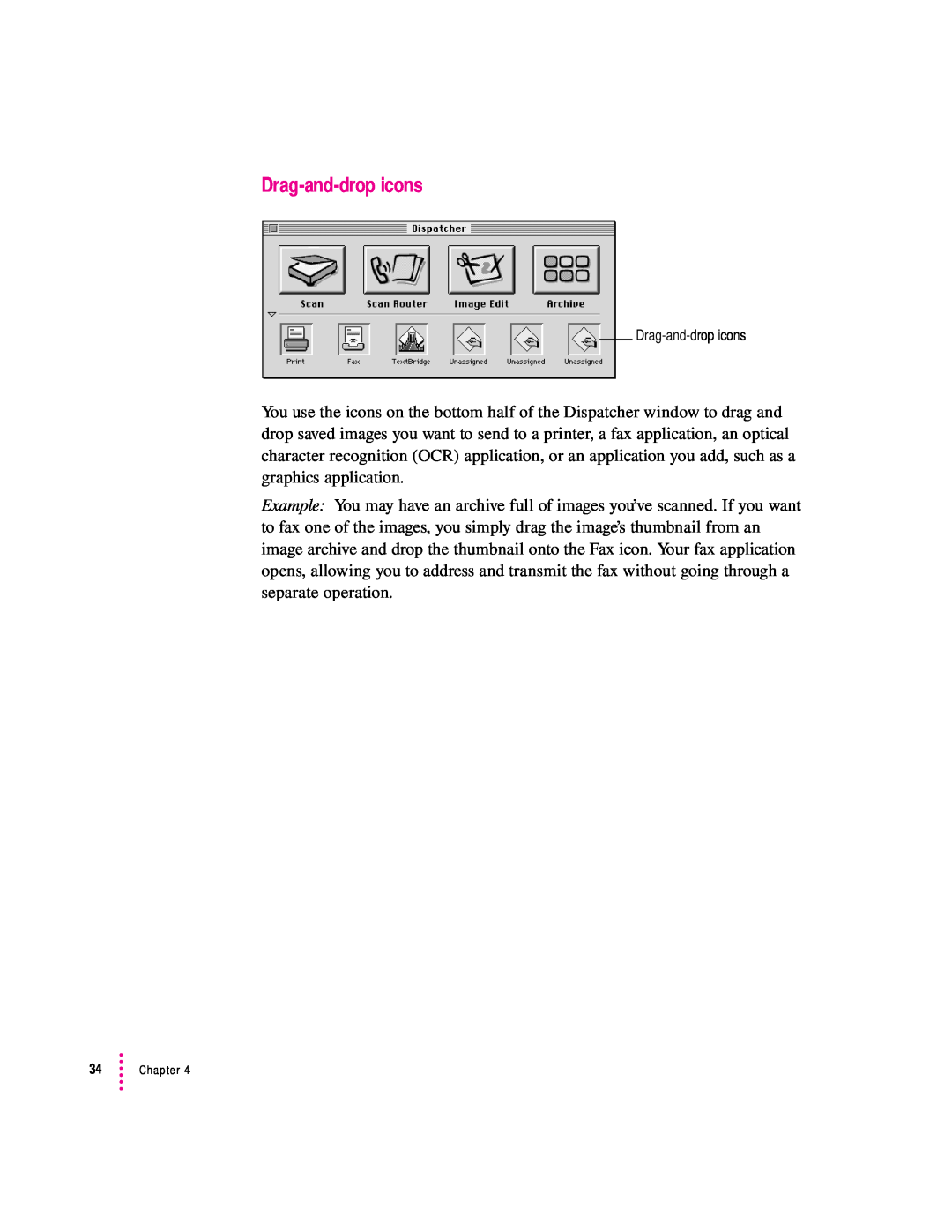 Apple 627, 1230 user manual Drag-and-drop icons, Chapter 