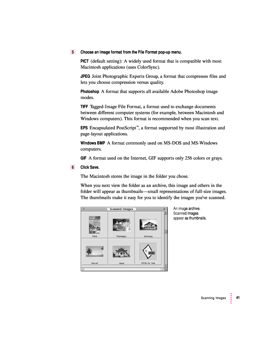 Apple 1230, 627 user manual Windows BMP A format commonly used on MS-DOS and MS-Windows computers 