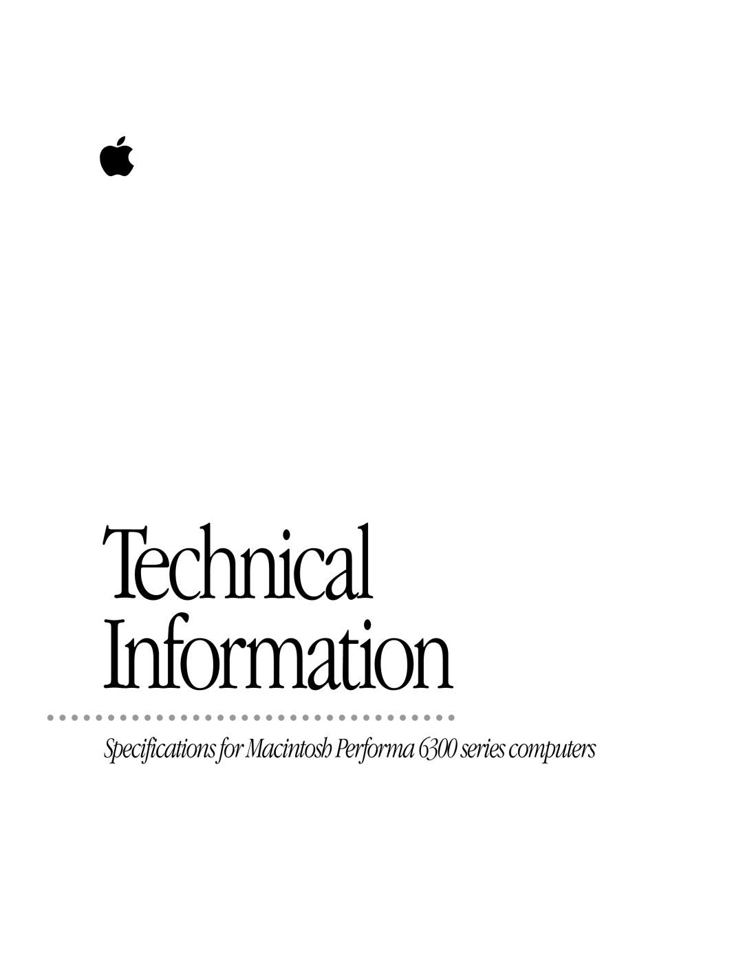 Apple 6300 specifications Technical Information 