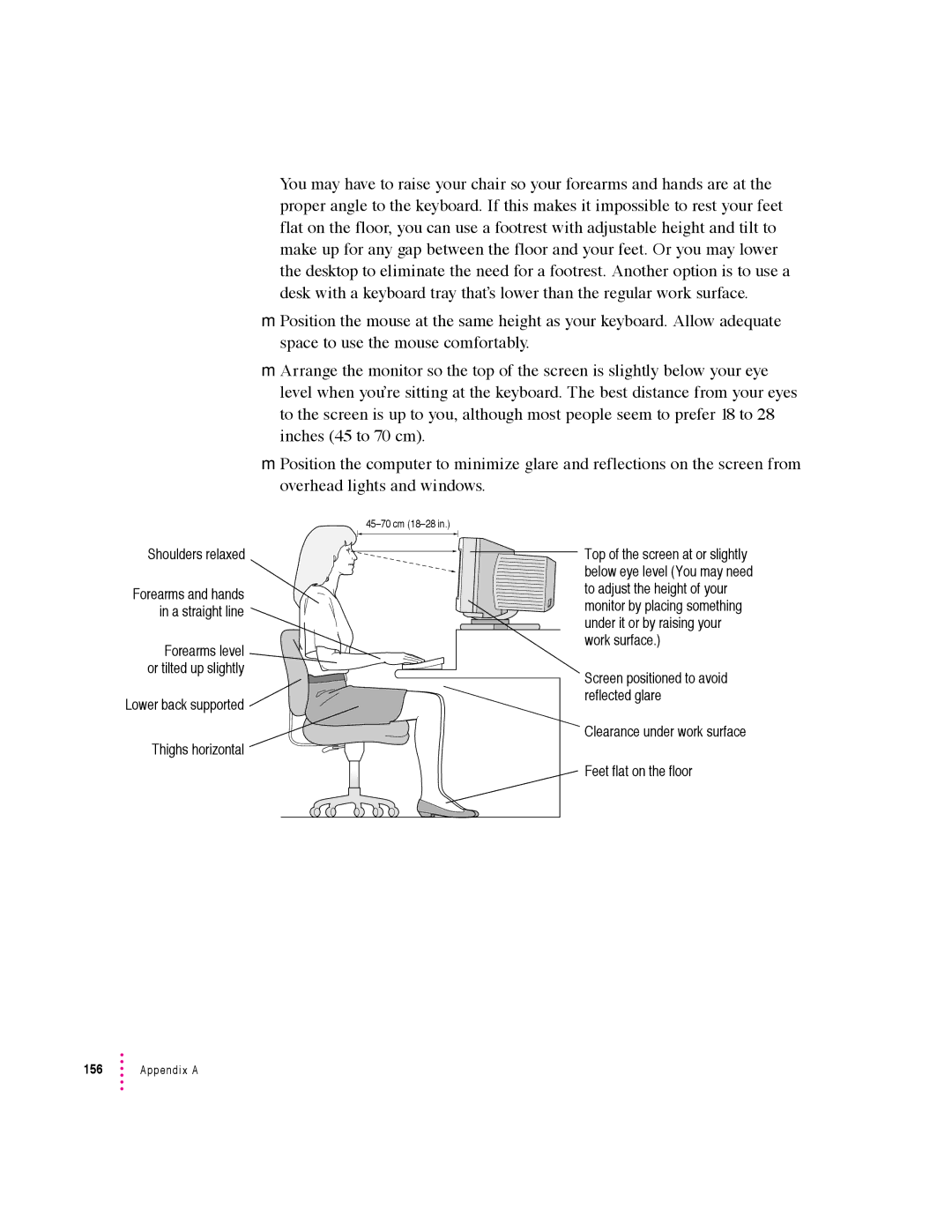 Apple 6360 manual Shoulders relaxed 