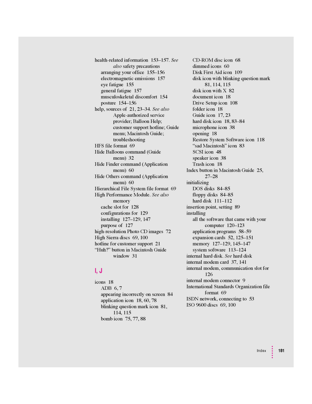 Apple 6360 manual Index 