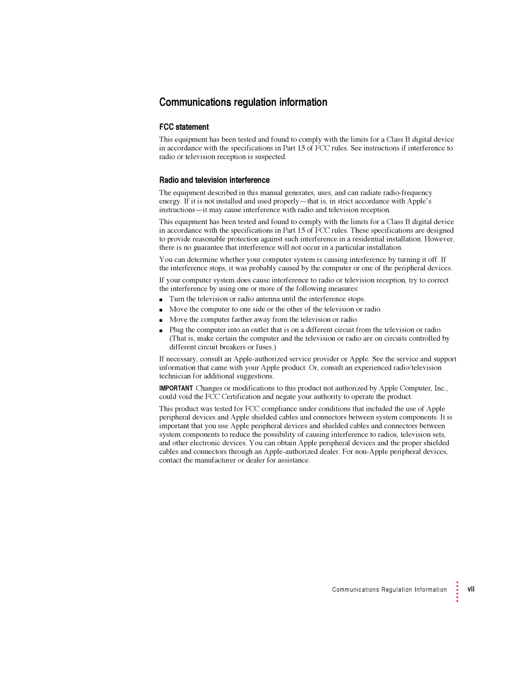 Apple 6360 manual Communications regulation information 