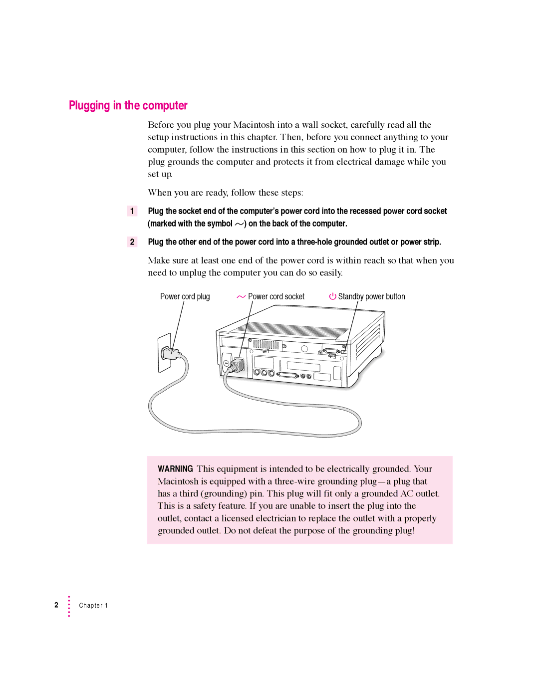 Apple 6360 manual Plugging in the computer 