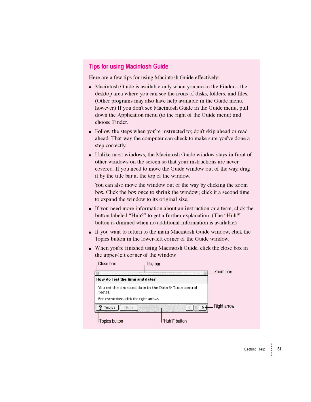 Apple 6360 manual Tips for using Macintosh Guide 