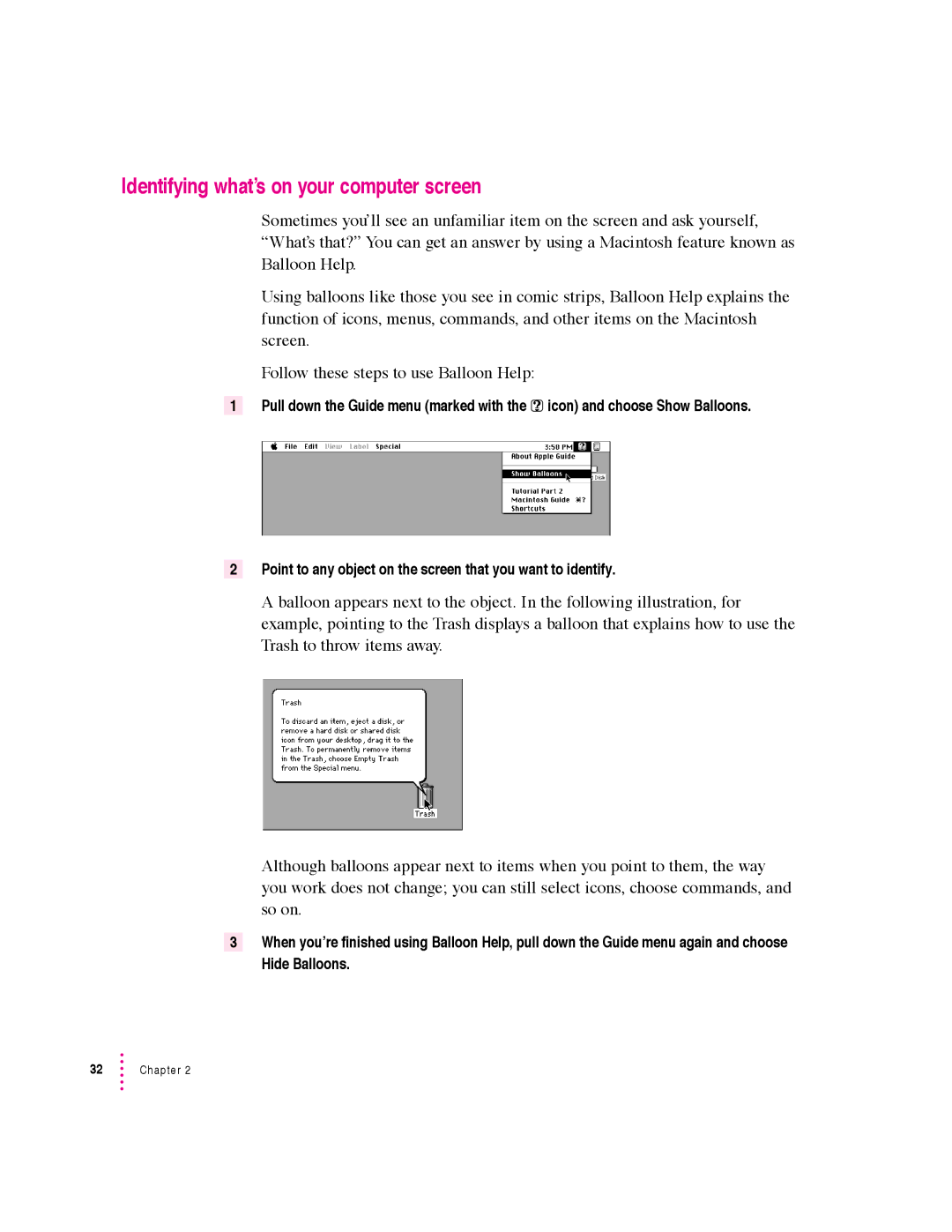 Apple 6360 manual Identifying what’s on your computer screen 