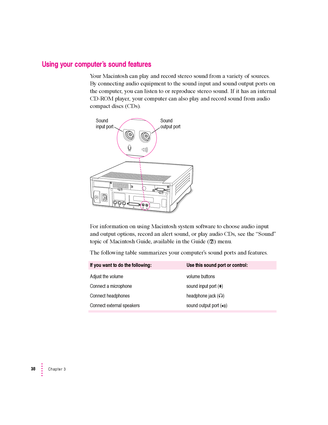 Apple 6360 manual Using your computer’s sound features 