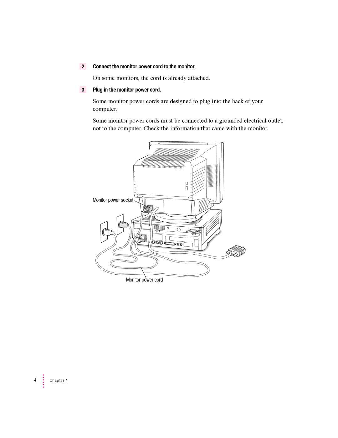 Apple 6360 manual On some monitors, the cord is already attached 