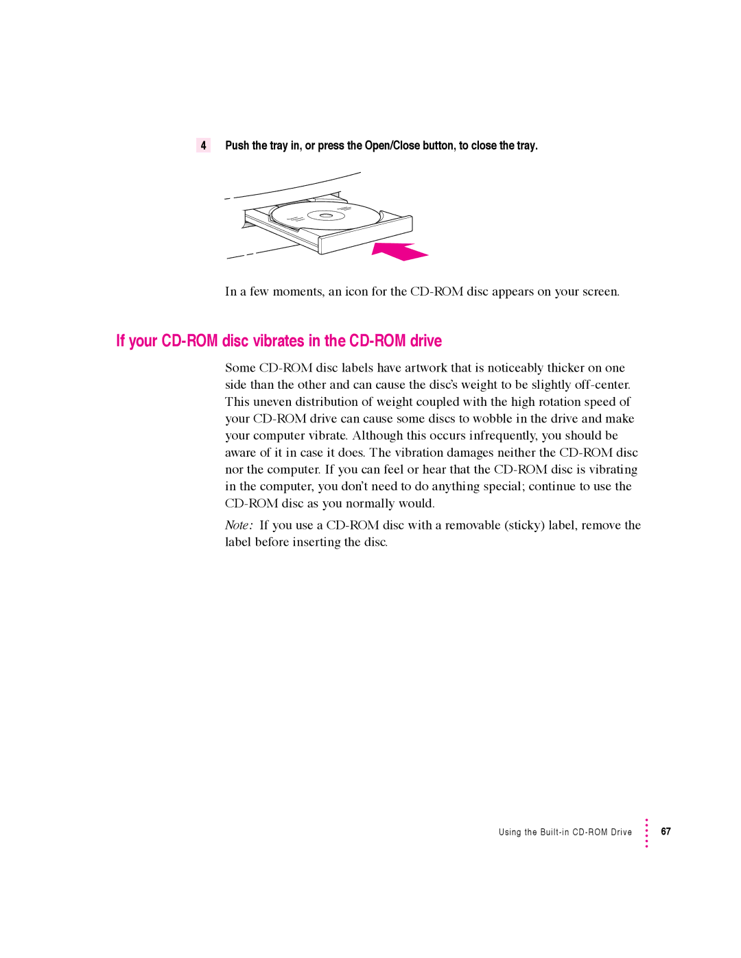 Apple 6360 manual If your CD-ROM disc vibrates in the CD-ROM drive 