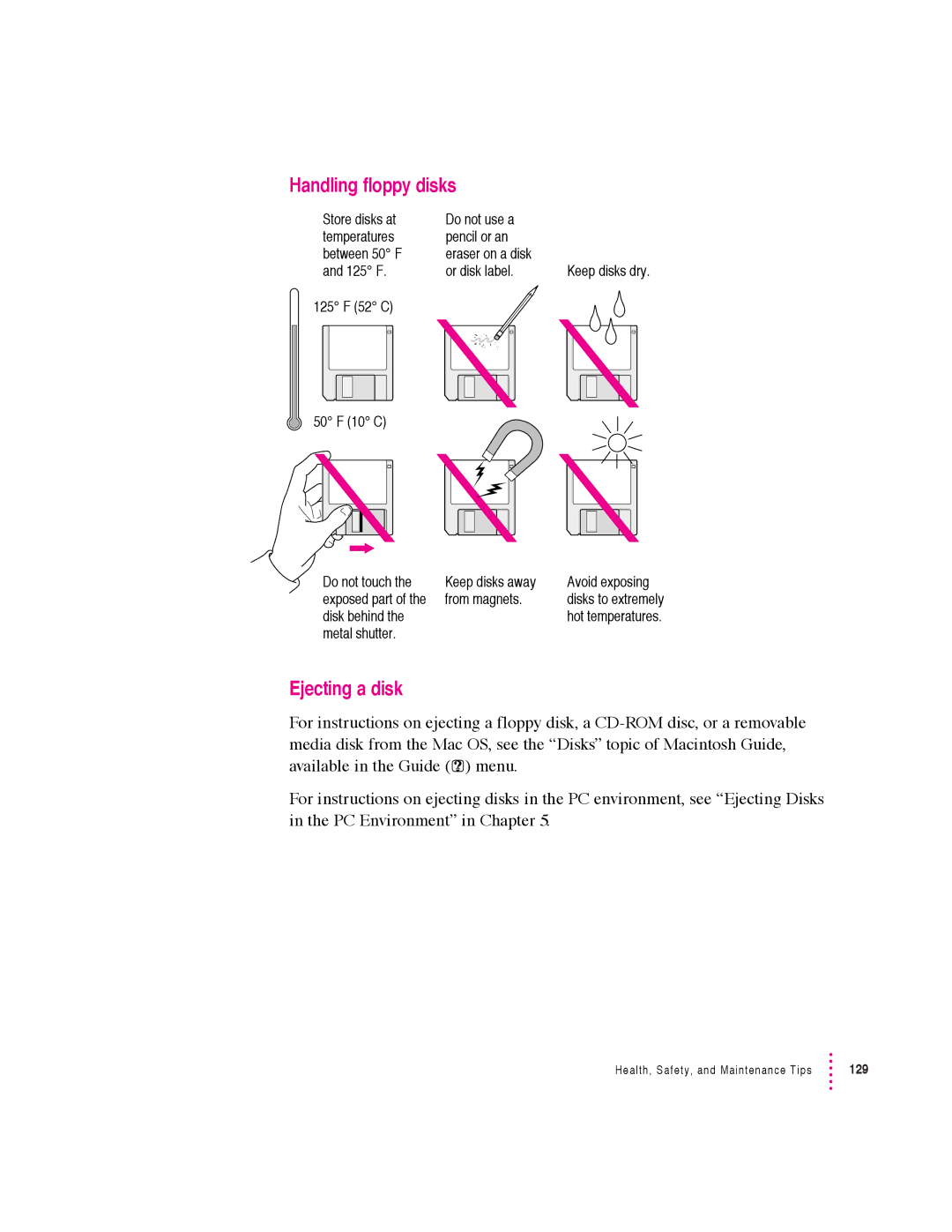 Apple 640 manual Handling floppy disks, Ejecting a disk 