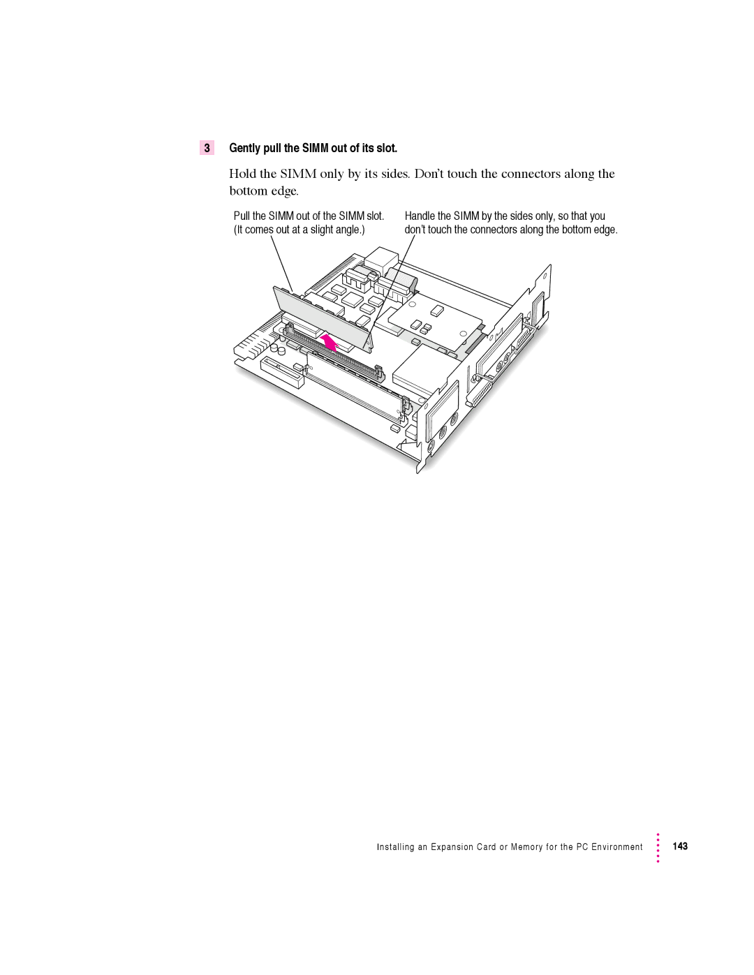 Apple 640 manual Gently pull the Simm out of its slot 