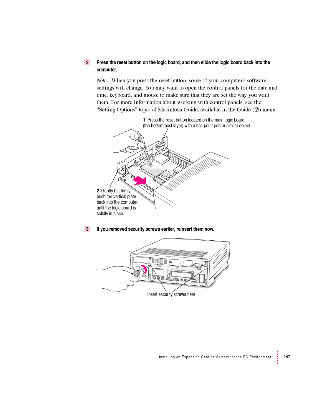 Apple 640 manual If you removed security screws earlier, reinsert them now 