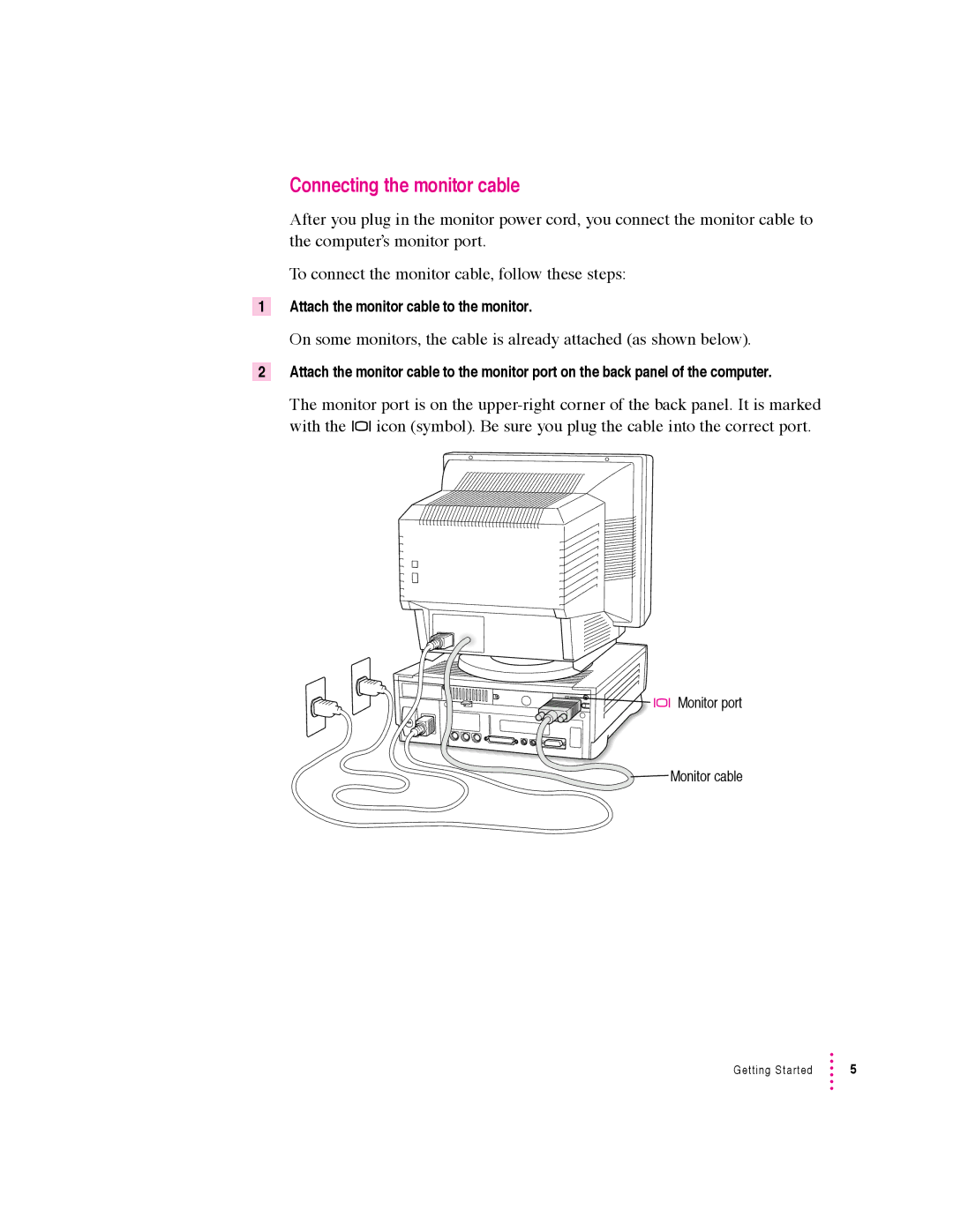 Apple 640 manual Connecting the monitor cable 