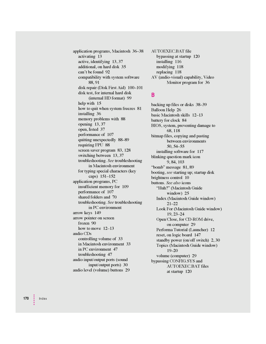 Apple 640 manual Index 