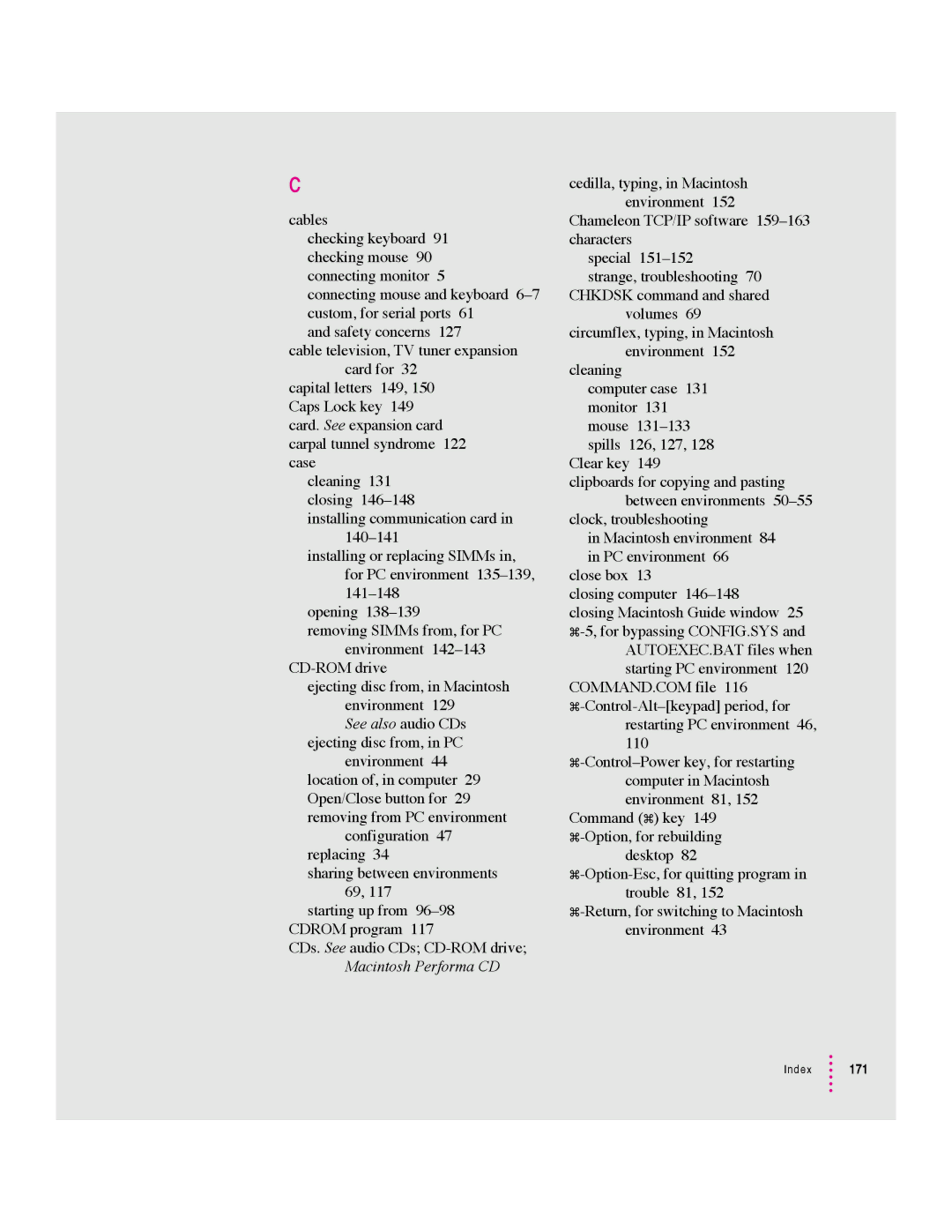 Apple 640 manual Index 