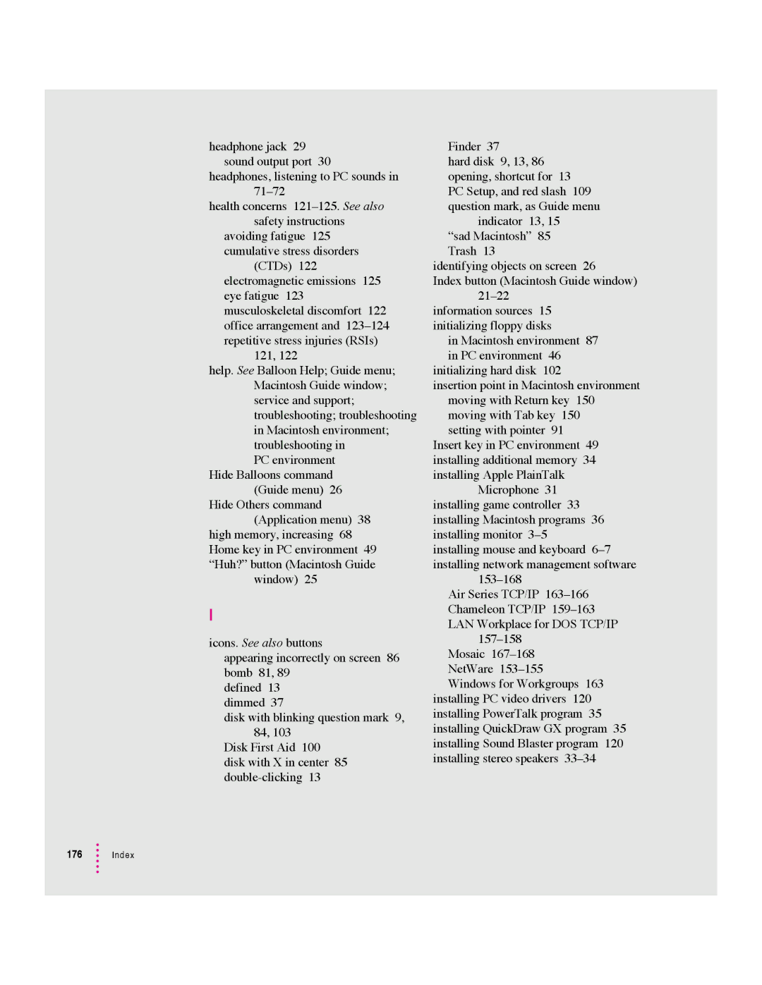 Apple 640 manual Index 