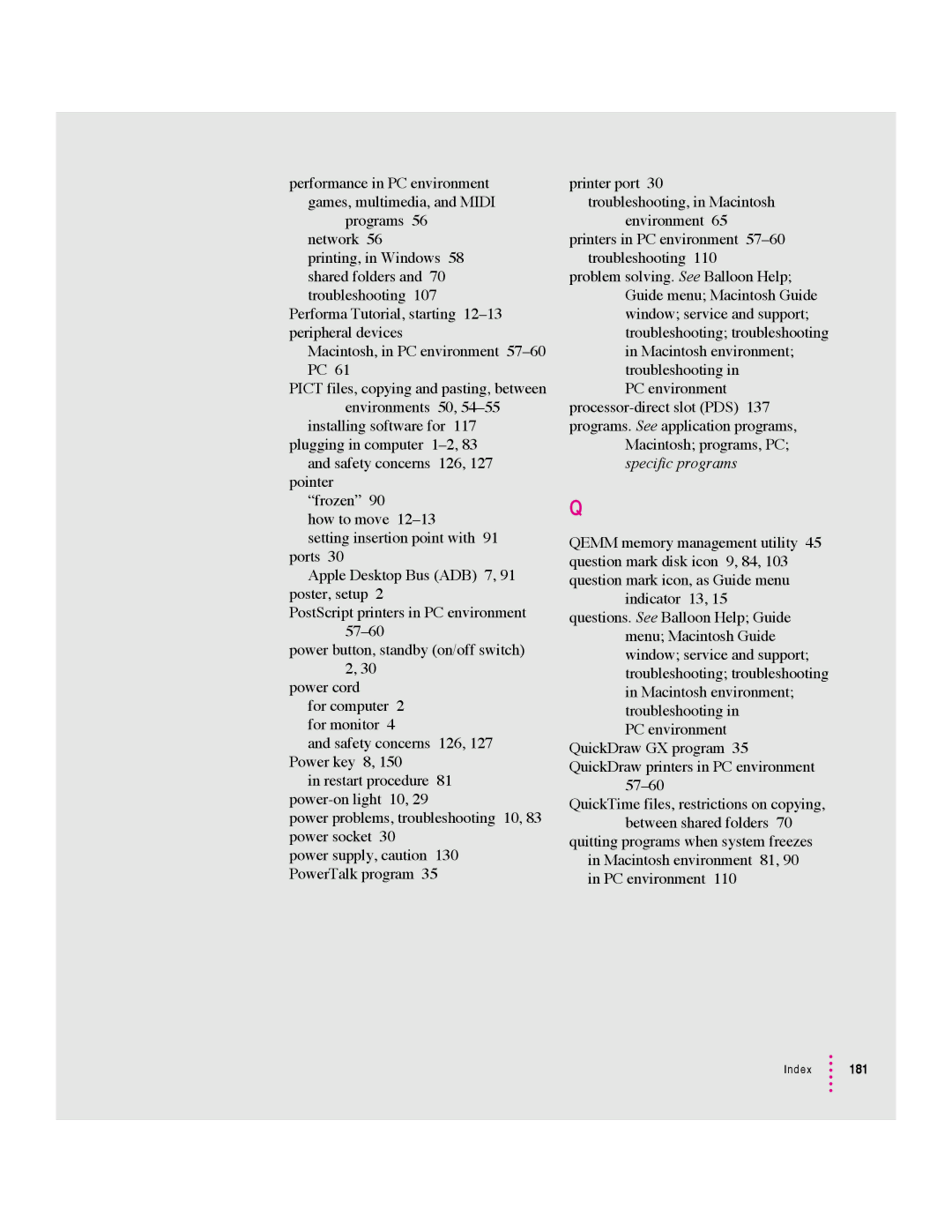 Apple 640 manual Index 