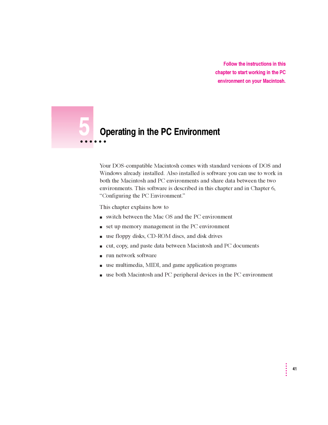 Apple 640 manual Operating in the PC Environment 