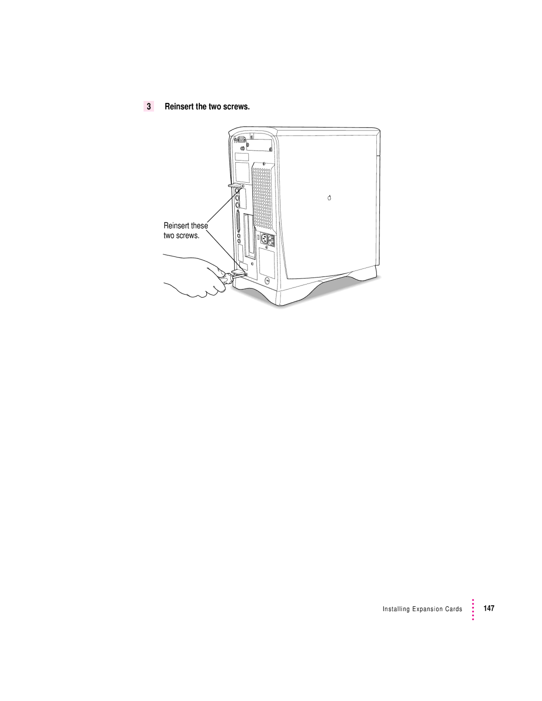 Apple 6400 appendix Reinsert the two screws 