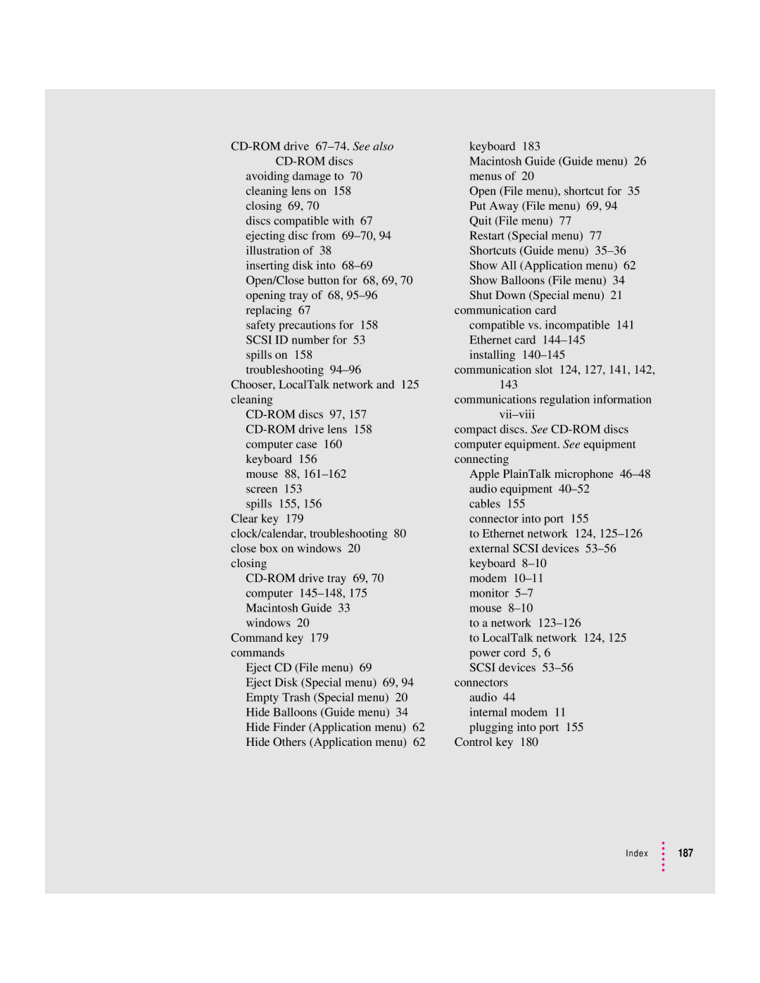 Apple 6400 appendix Index 