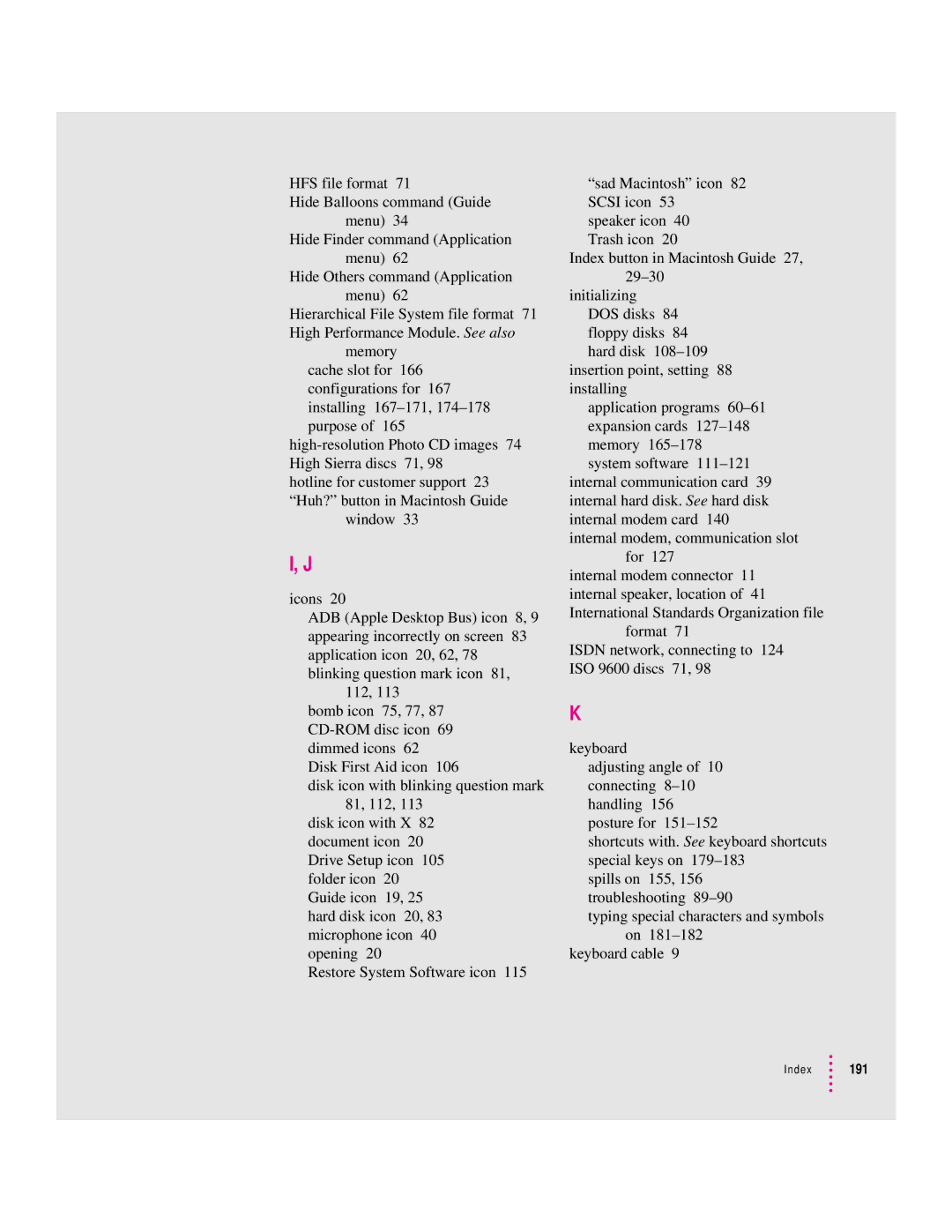 Apple 6400 appendix Index 