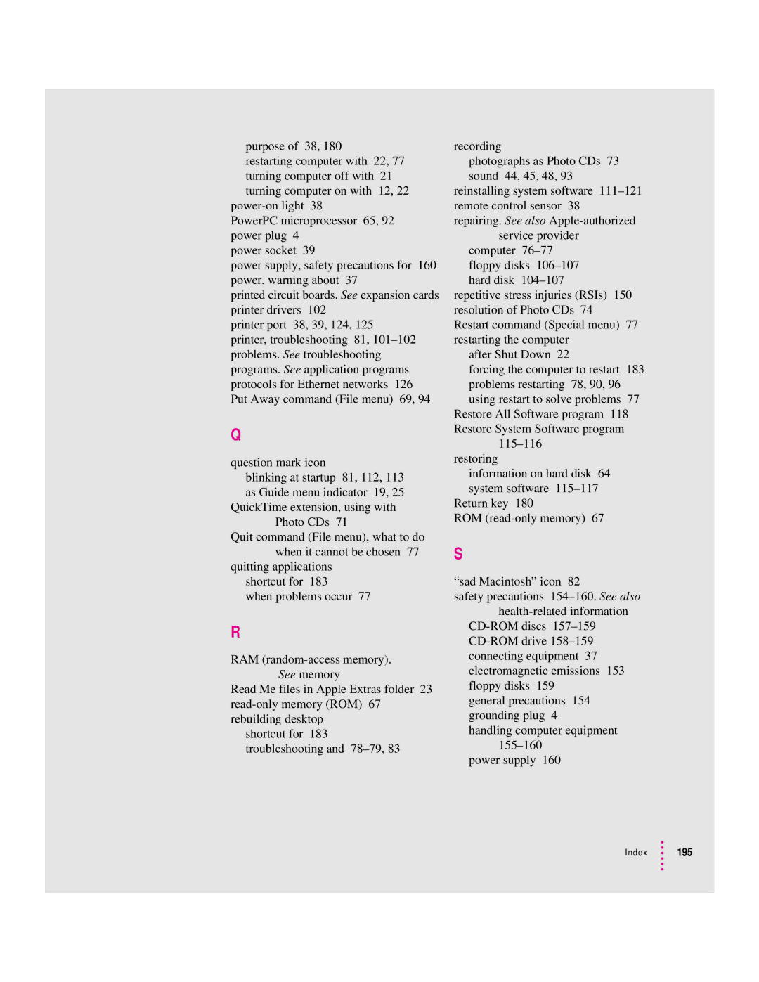 Apple 6400 appendix Index 