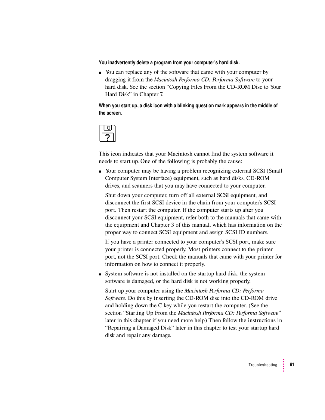 Apple 6400 appendix Troubleshooting 