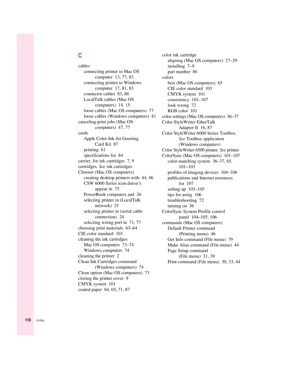 Apple 6500 manual Index 