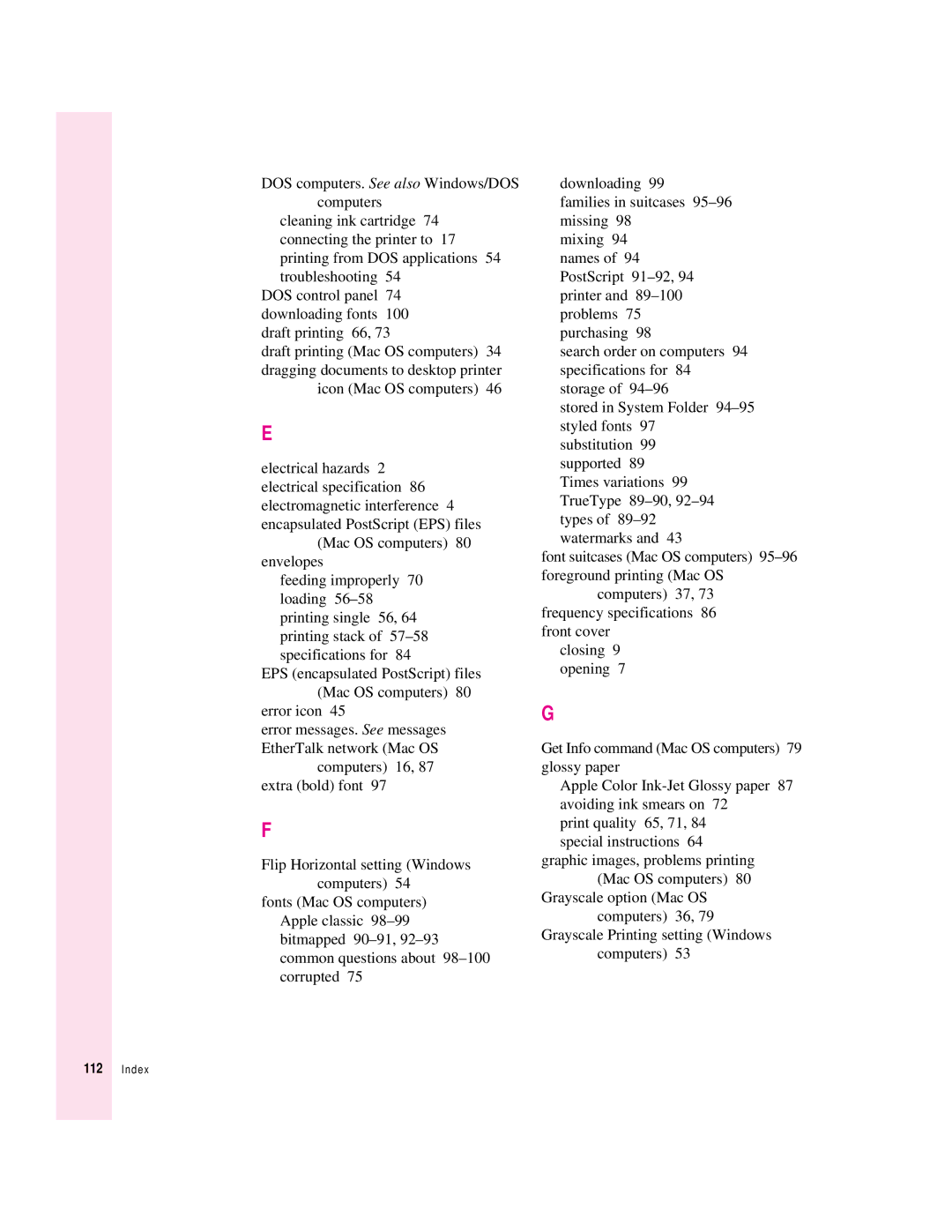 Apple 6500 manual Index 