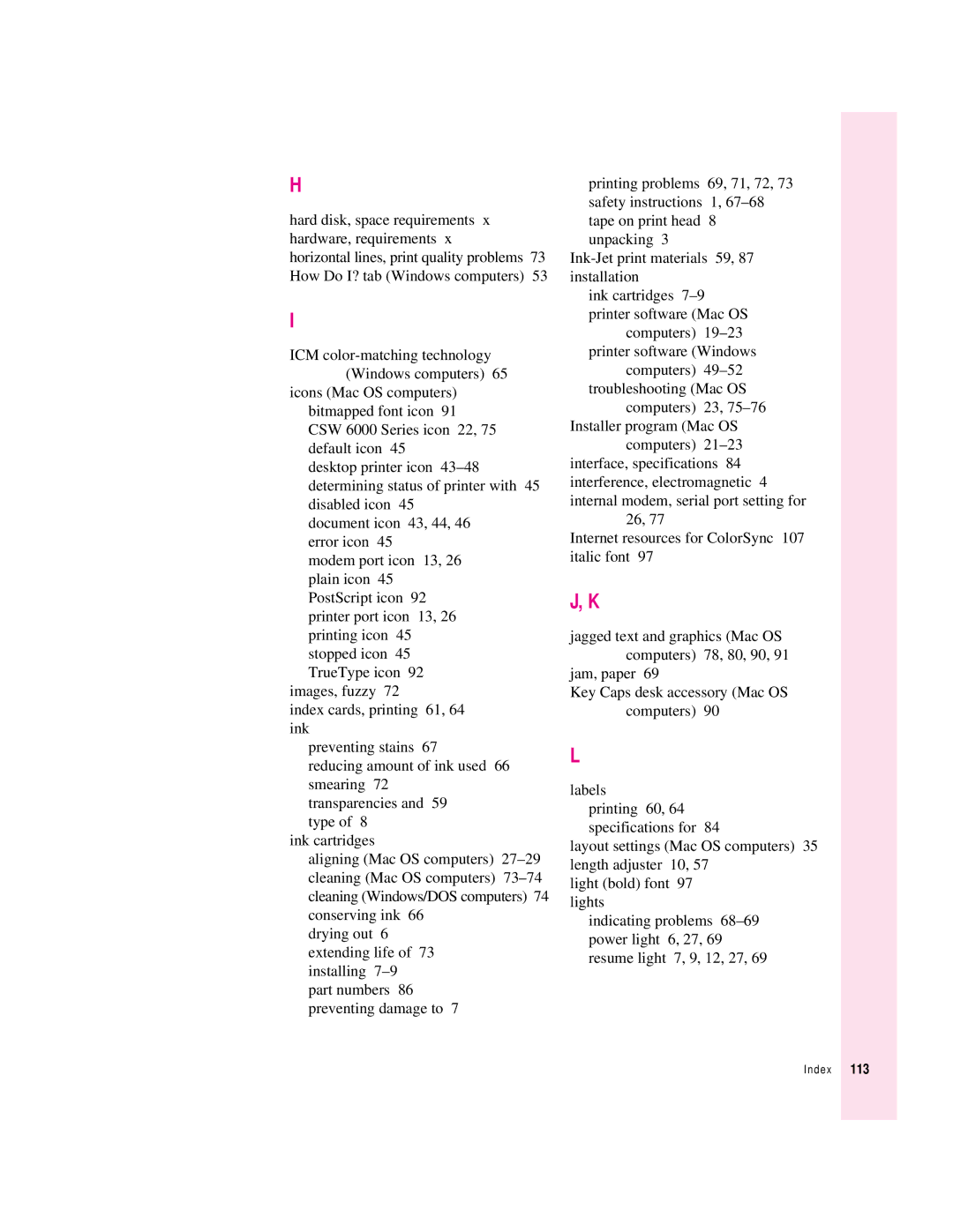 Apple 6500 manual Index 