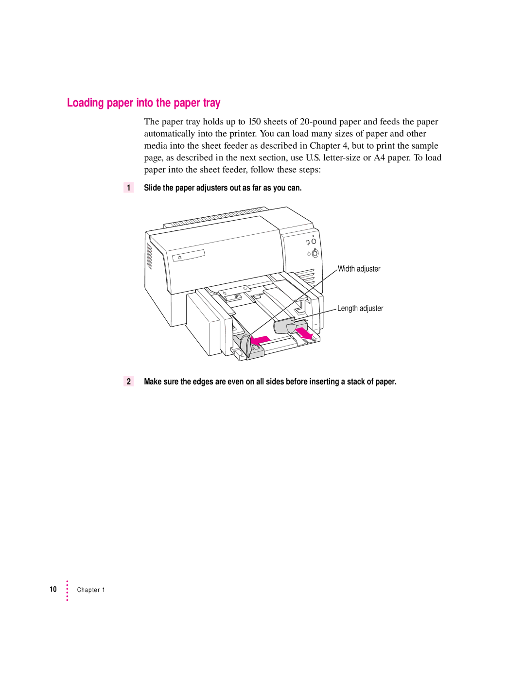 Apple 6500 manual Loading paper into the paper tray 