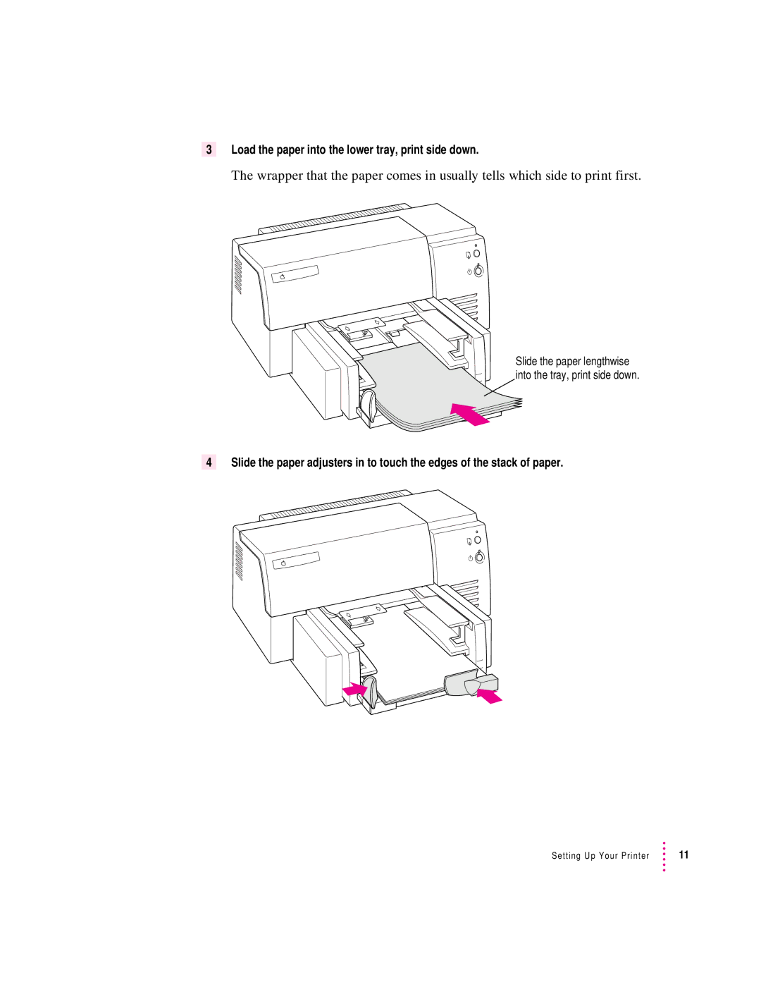 Apple 6500 manual Load the paper into the lower tray, print side down 