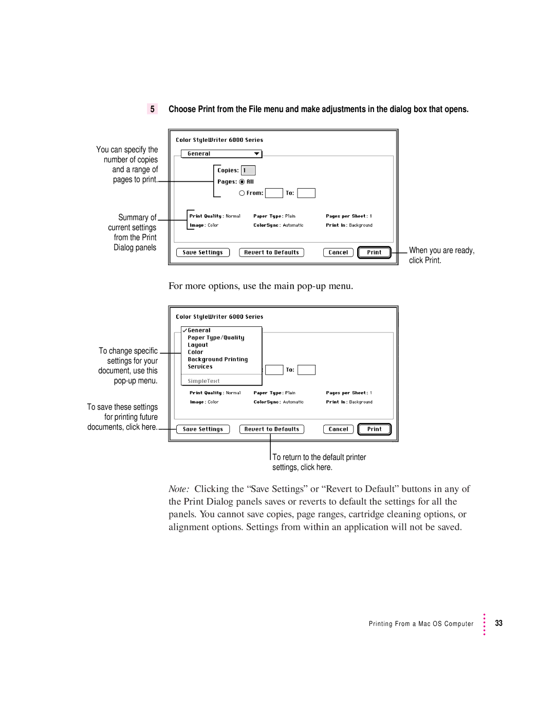 Apple 6500 manual For more options, use the main pop-up menu 