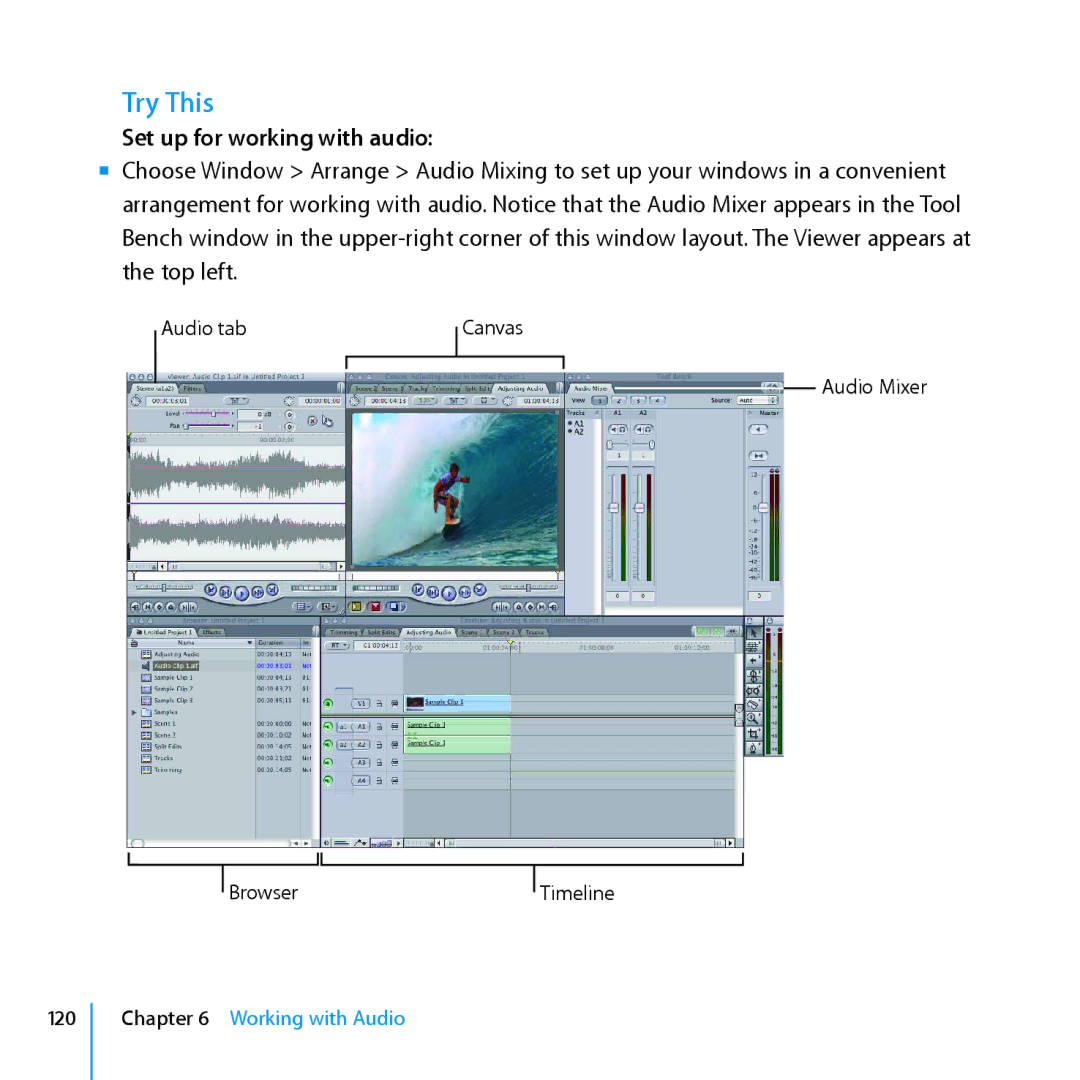 Apple 7 manual Set up for working with audio 