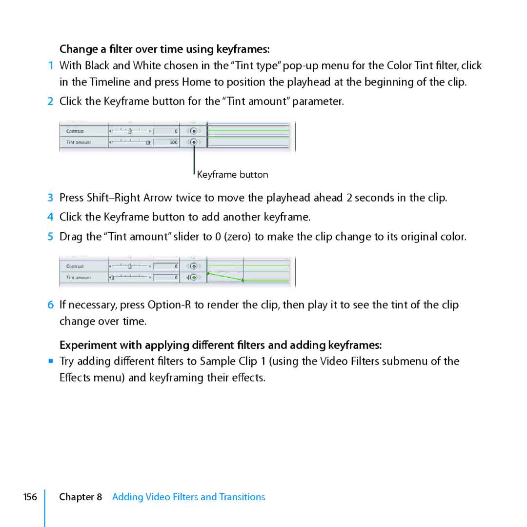 Apple 7 manual Change a filter over time using keyframes 