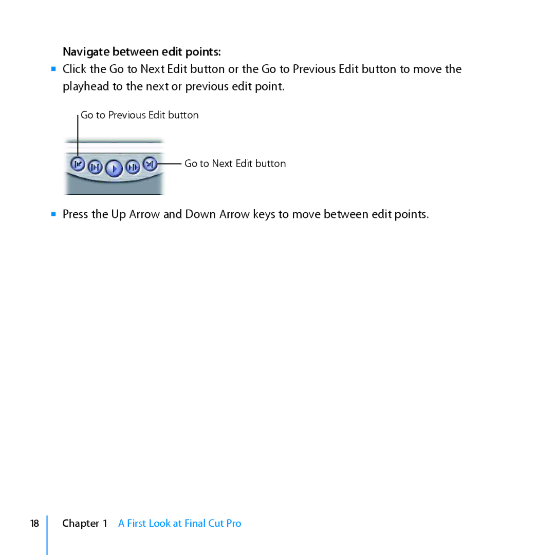 Apple 7 manual Navigate between edit points 