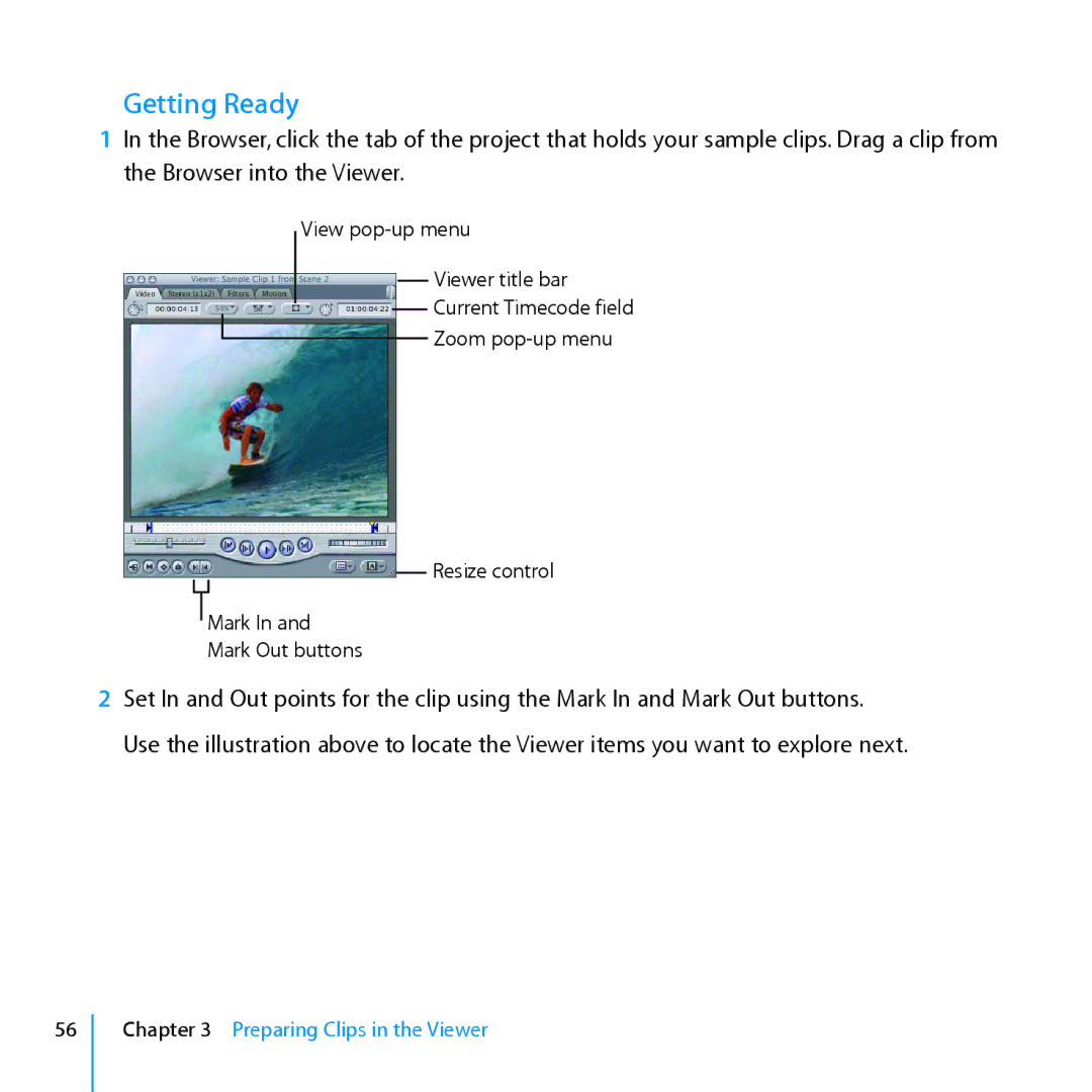 Apple 7 manual Preparing Clips in the Viewer 