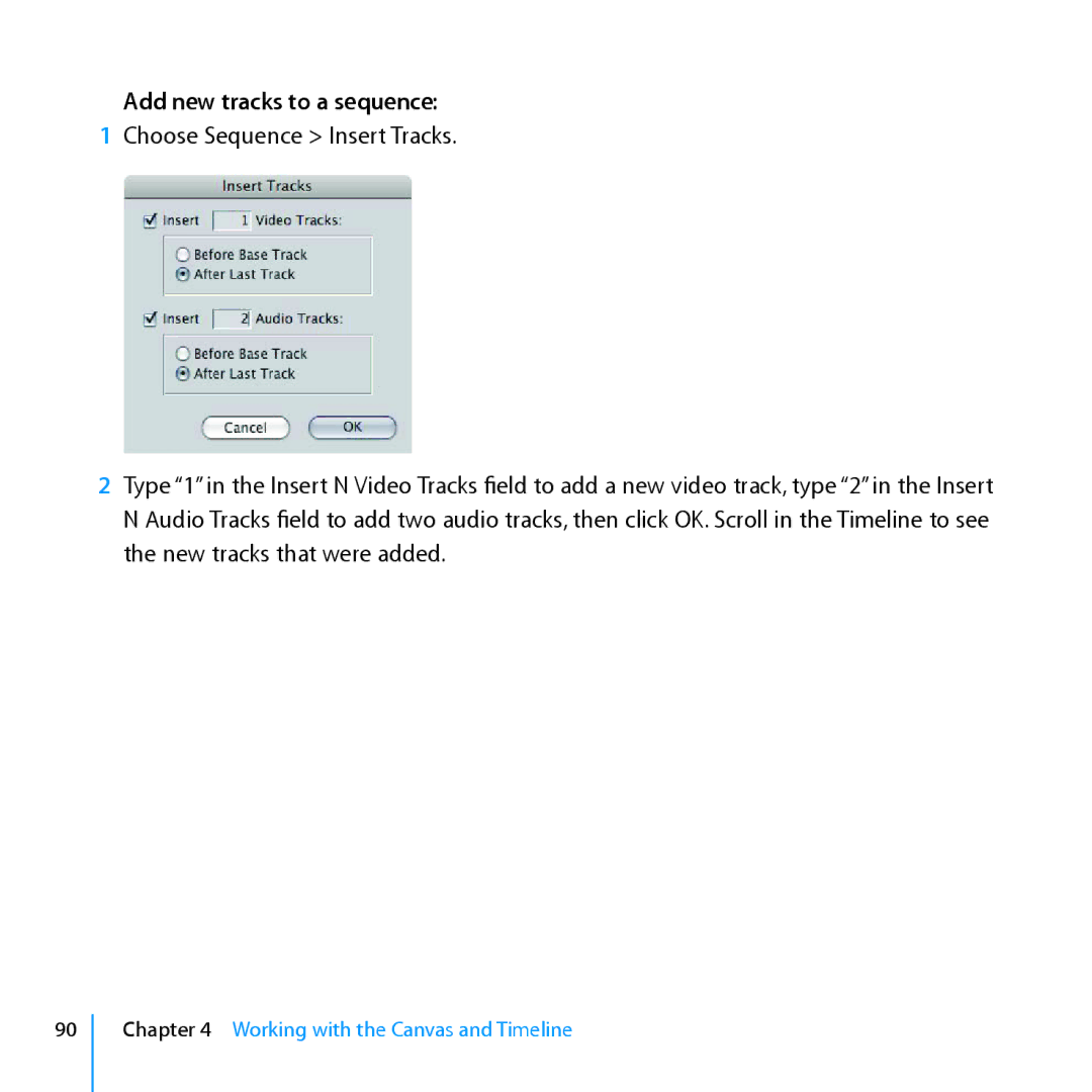 Apple 7 manual Add new tracks to a sequence 