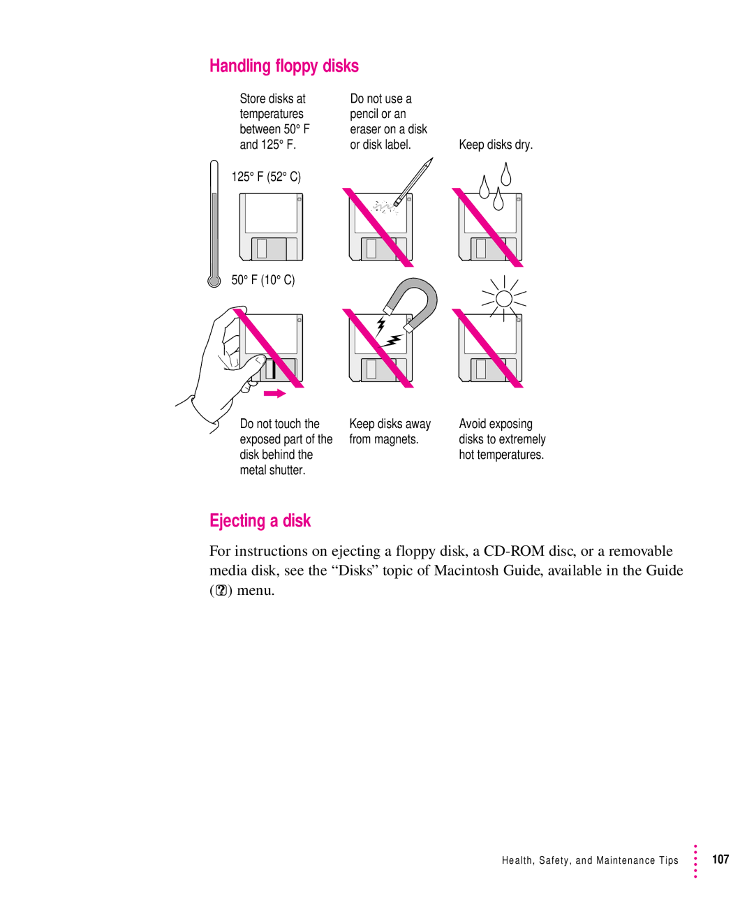 Apple 7100 manual Handling floppy disks, Ejecting a disk 