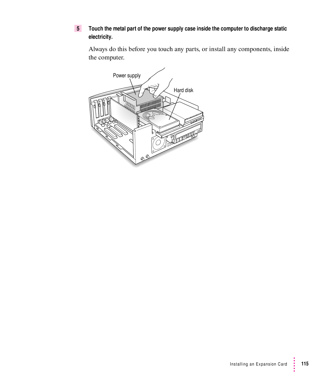 Apple 7100 manual Power supply Hard disk 