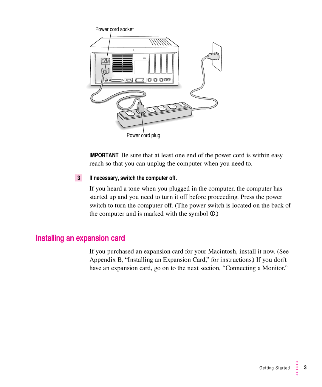 Apple 7100 manual Installing an expansion card, If necessary, switch the computer off 