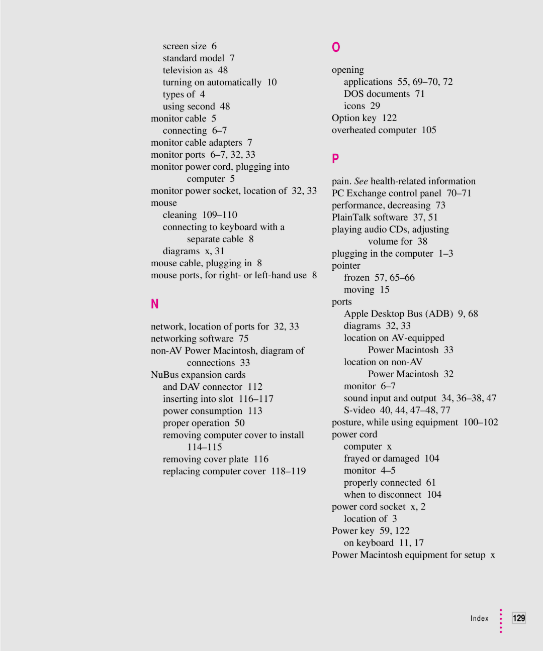 Apple 7100 manual Index 