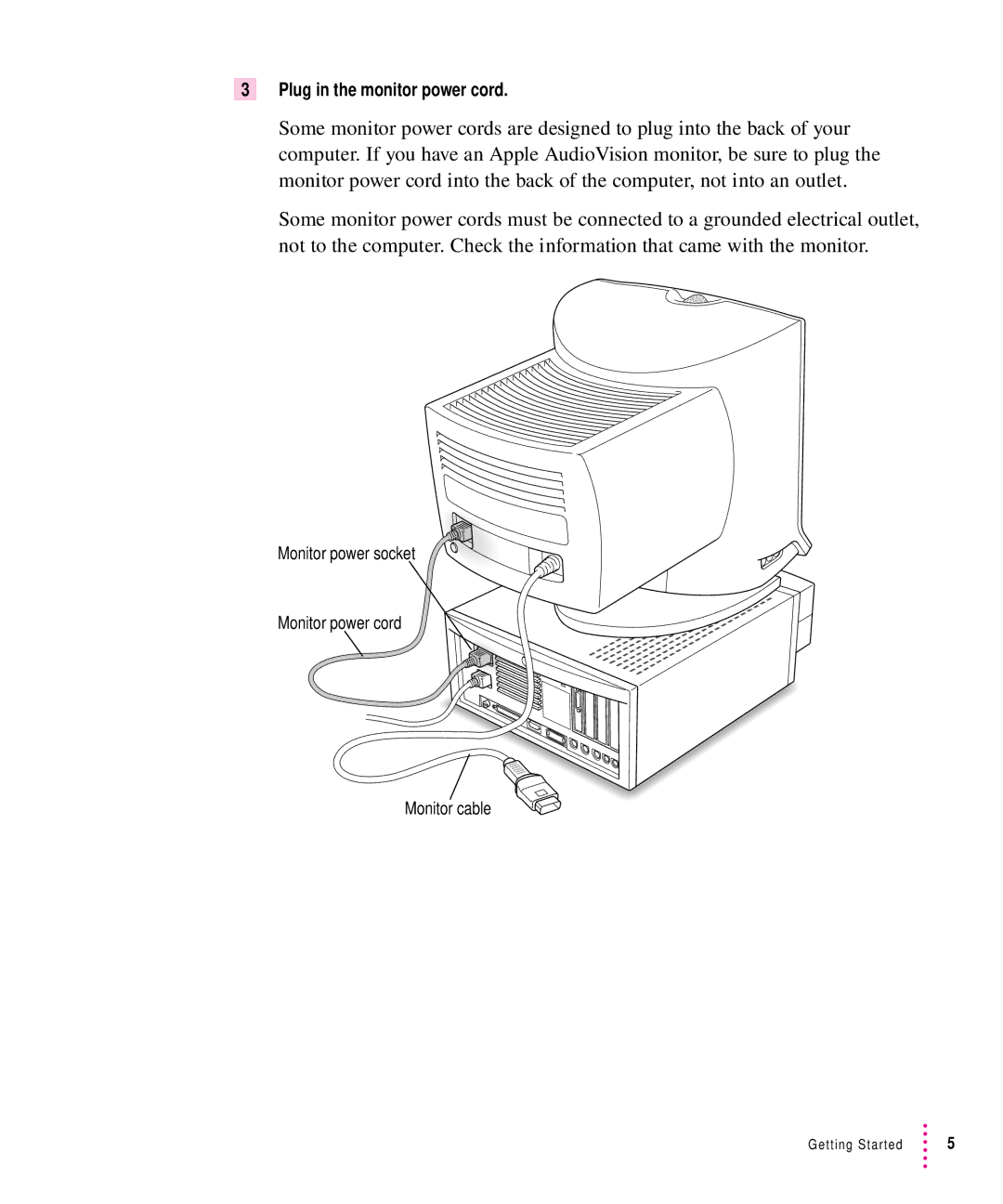 Apple 7100 manual Plug in the monitor power cord 