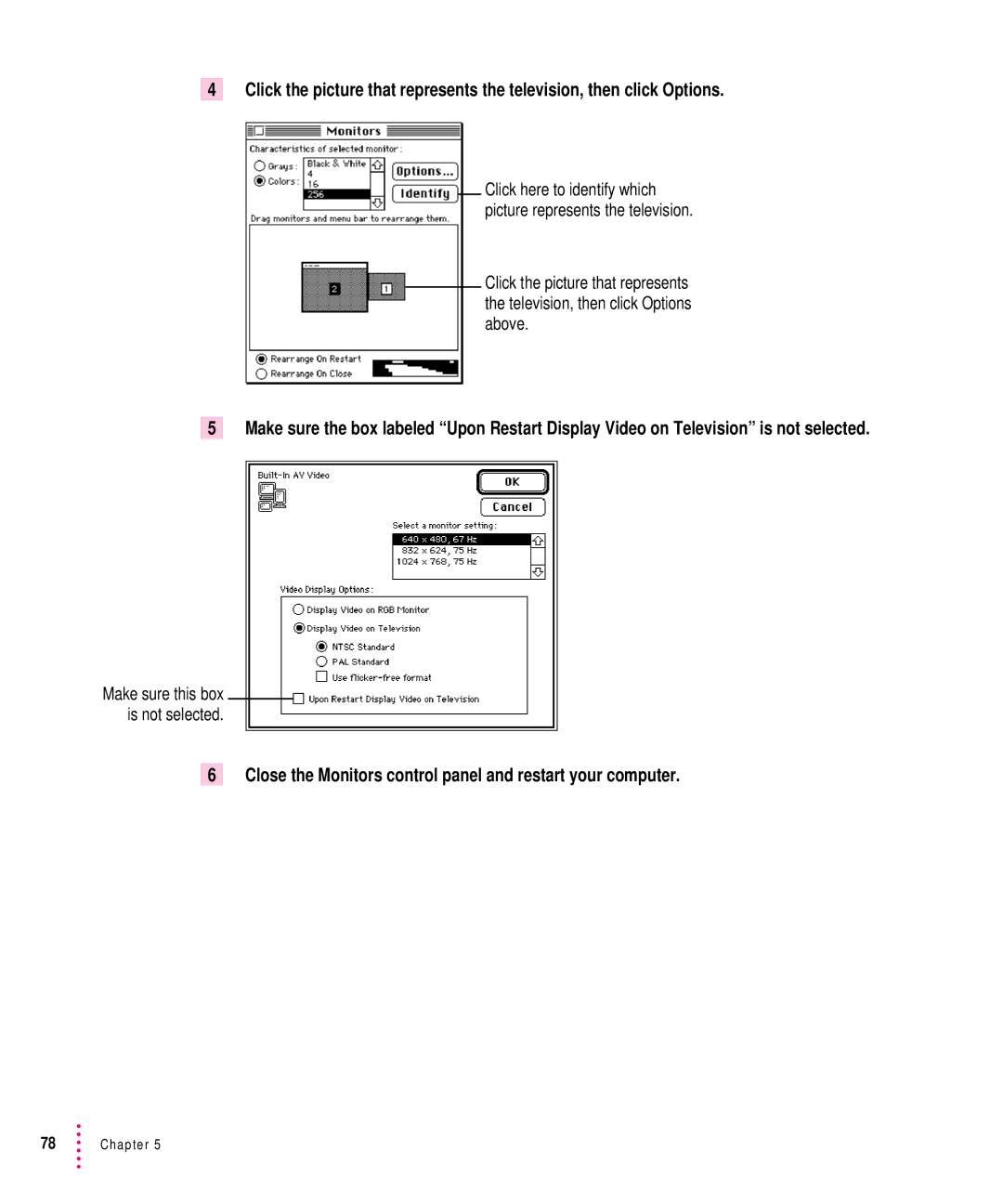 Apple 7100 manual Close the Monitors control panel and restart your computer 