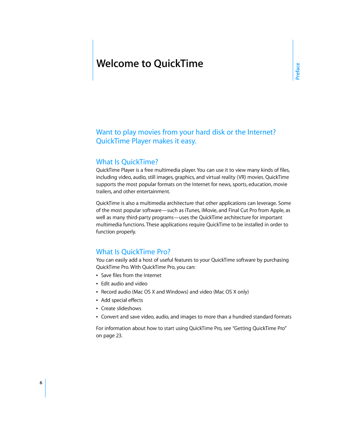 Apple 7.2 manual Welcome to QuickTime, What Is QuickTime Pro? 