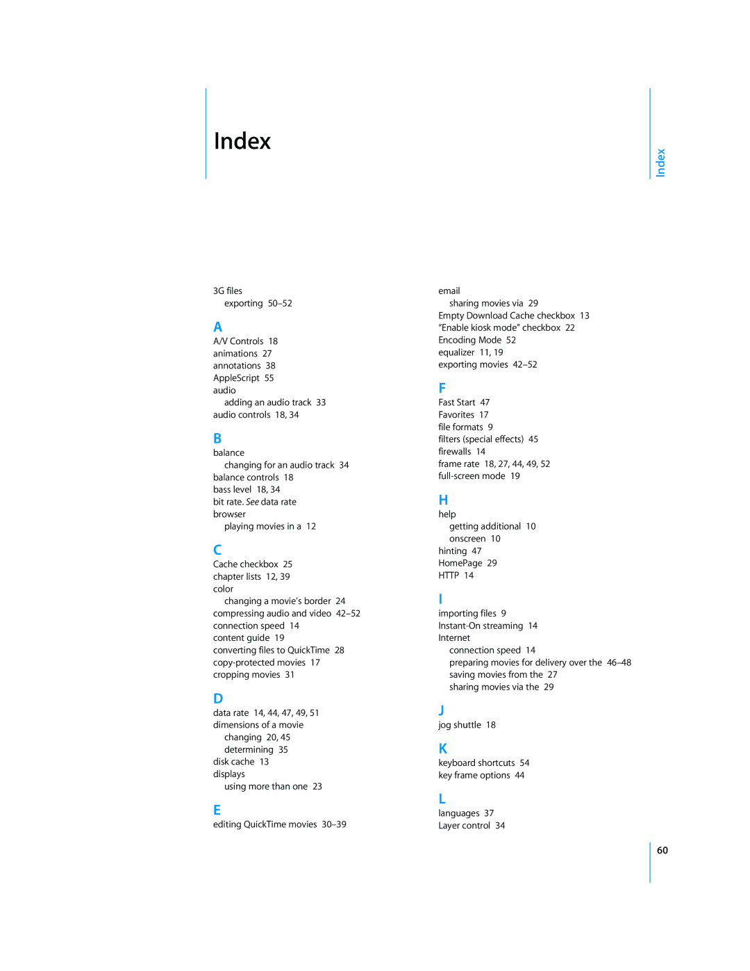 Apple 7.2 manual Index 