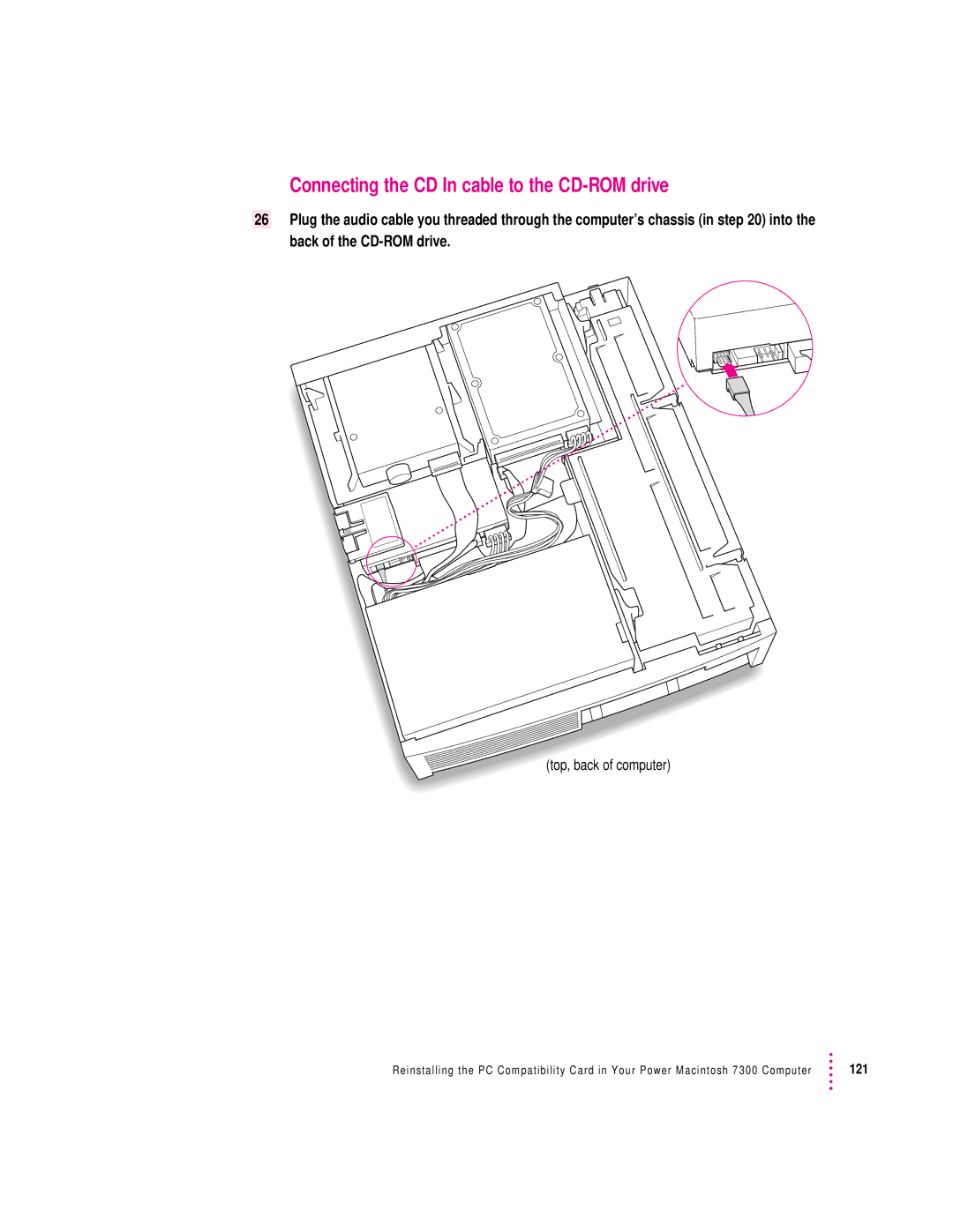 Apple 4400, 7300 manual Connecting the CD In cable to the CD-ROM drive 