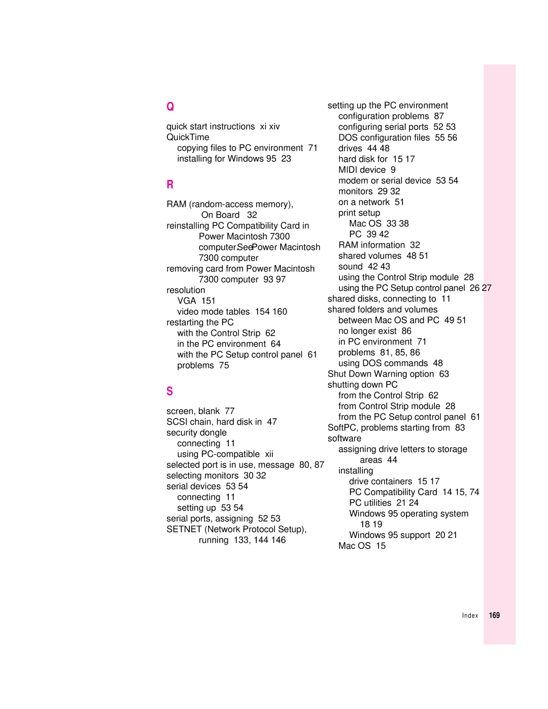 Apple 4400, 7300 manual Index 